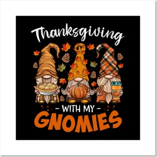 Thanksgiving With My Gnomie Leopard Pumpkin Funny Autumn Gnomes Shirt Posters and Art